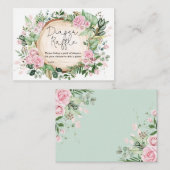 Rosa Blume Grüne Babydusche Windeln Windeln Raffle Begleitkarte (Vorne/Hinten)