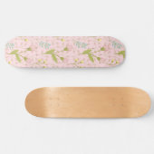 Rosa Blume Grüne Blätter Blumengarten Frühling Skateboard (Horizontal)