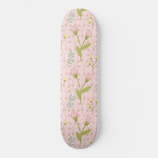 Rosa Blume Grüne Blätter Blumengarten Frühling Skateboard (Vorderseite)