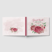 Rosa Blume Grüne Blätter Hochzeit Gästebuch (Voll)