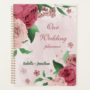 Rosa Blume Grüne Blätter Hochzeit Planer