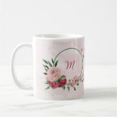 Rosa Blume, grüne Blätter Kaffeetasse (Links)