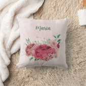 Rosa Blume, grüne Blätter Kissen (Decke)
