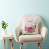 Rosa Blume, grüne Blätter Kissen (Stuhl )
