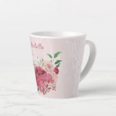 Rosa Blume, grüne Blätter Milchtasse (Rechte Ecke)