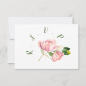 Rosa Blume, grüne Blätter Schmetterling RSVP Karte (Rückseite)