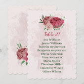 Rosa Blume Grüne Blätter Sitzkarte Einladung (Vorne/Hinten)