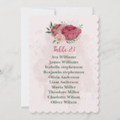 Rosa Blume Grüne Blätter Sitzkarte Einladung (Vorderseite)