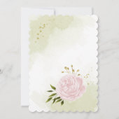 Rosa Blume Grüne Blätter Sitzkarte Save The Date (Rückseite)