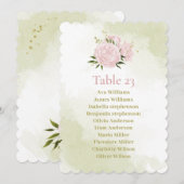 Rosa Blume Grüne Blätter Sitzkarte Save The Date (Vorne/Hinten)