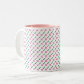 Rosa Blume Grüne Blätter Tasse Muster (Vorderseite Links)