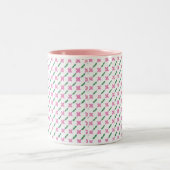 Rosa Blume Grüne Blätter Tasse Muster (Mittel)