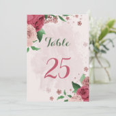 Rosa Blume, grüne Blätter Tischnummer (Stehend Vorderseite)
