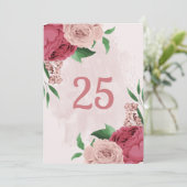 Rosa Blume, grüne Blätter Tischnummer (Stehend Vorderseite)