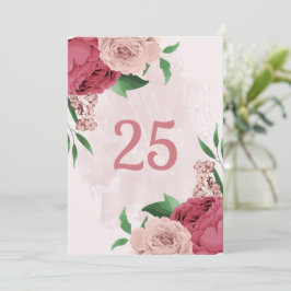 Rosa Blume, grüne Blätter Tischnummer