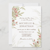 Rosa Blume Grüne Christliche Hochzeit Einladung (Vorderseite)