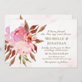 Rosa Blume Grüne Christliche Hochzeit Einladung (Vorne/Hinten)