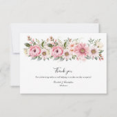 Rosa Blume Grüne Eukalyptus Wedding Dankeskarte (Vorderseite)