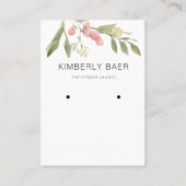 Rosa Blume Grüne Gold Weißer Ohrenbildschirm Visitenkarte (Vorderseite)