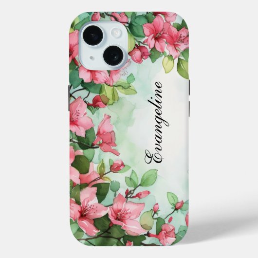 Rosa Blume Grüne Hochzeit Case-Mate iPhone Hülle (Rückseite)