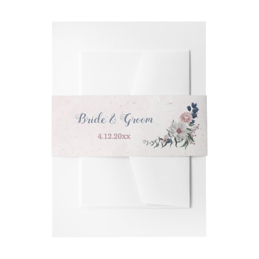 Rosa Blume Grüne Hochzeit Einladungsbanderole (Vorderseite Beispiel)