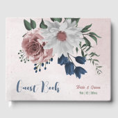 Rosa Blume Grüne Hochzeit Gästebuch (Vorderseite)