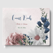 Rosa Blume Grüne Hochzeit Gästebuch (Vorderseite)