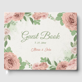 Rosa Blume Grüne Hochzeit Gästebuch
