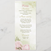 Rosa Blume Grüne Hochzeit Menükarte (Vorderseite)