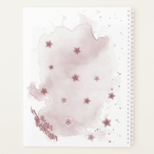 Rosa Blume Grüne Hochzeit Planer (Rückseite)