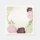 Rosa Blume Grüne Hochzeit Serviette (Vorderseite)