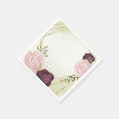 Rosa Blume Grüne Hochzeit Serviette (Ecke)
