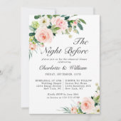 Rosa Blume Grüne PROBE DINNER Einladung (Vorderseite)