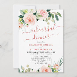 Rosa Blume Grüne PROBE DINNER Einladung