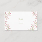 Rosa Blume, grüne Script-Tischnummer Platzkarte (Rückseite)