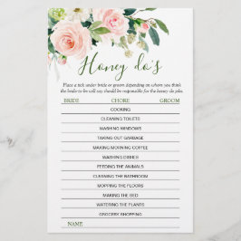 Rosa Blume Grünes Brautparty Spiel