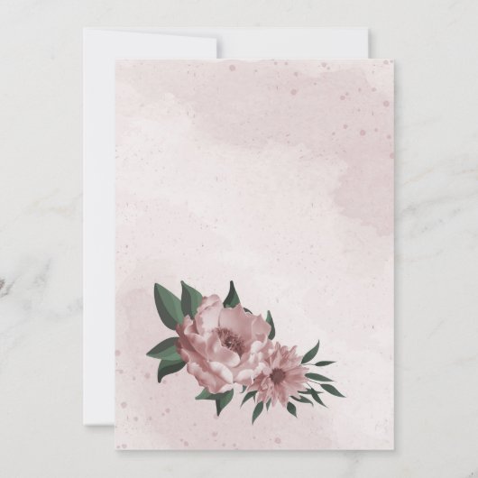 Rosa Blume Grünkranz Brautparty Einladung (Rückseite)