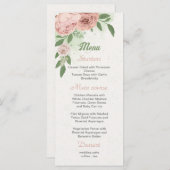 Rosa Blume Grünpflanzen botanisches Menü Menükarte (Vorne/Hinten)
