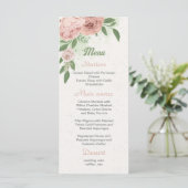 Rosa Blume Grünpflanzen botanisches Menü Menükarte (Stehend Vorderseite)