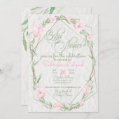 Rosa Blume Grünpflanzen Terrarium Babydusche Einladung (Vorne/Hinten)