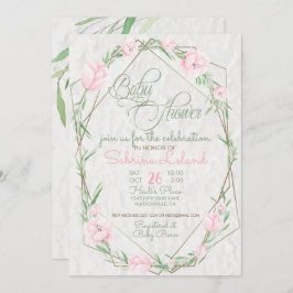 Rosa Blume Grünpflanzen Terrarium Babydusche Einladung