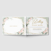 Rosa Blume, Grünpflanzen und Goldhochzeit Gästebuch (Voll)