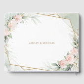 Rosa Blume, Grünpflanzen und Goldhochzeit Gästebuch (Rückseite)