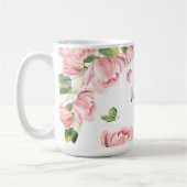 Rosa Blume Grünschmetterlinge Kaffeetasse (Links)