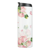 Rosa Blume Grünschmetterlinge Thermosbecher (Nach rechts gedreht)
