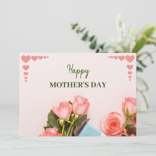 Rosa Blume Grußkarte Feiertagskarte (Stehend Vorderseite)