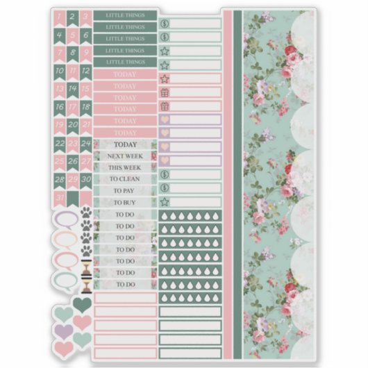 Rosa Blume Happy Planner Stickers Aufkleber (Vorderseite)