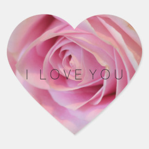 Rosa Blume Herz-Aufkleber