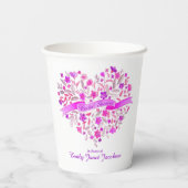 Rosa Blume Herz Brautparty Becher (Rückseite)