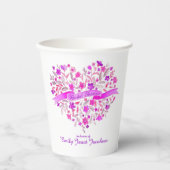 Rosa Blume Herz Brautparty Becher (Vorderseite)
